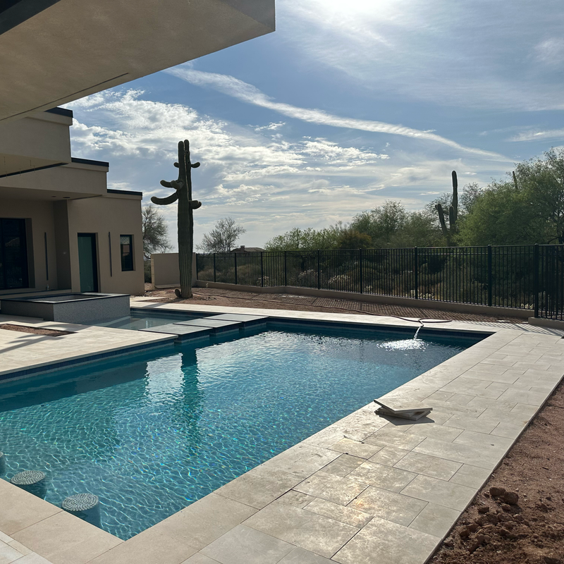 Finished pool and backyard project by Canterra